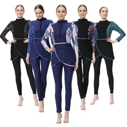 3 pezzi costumi da bagno modesti musulmani per le donne copertura completa islamico manica lunga Burkini turbante Maillots De Bains Musulmans Maillot Femme