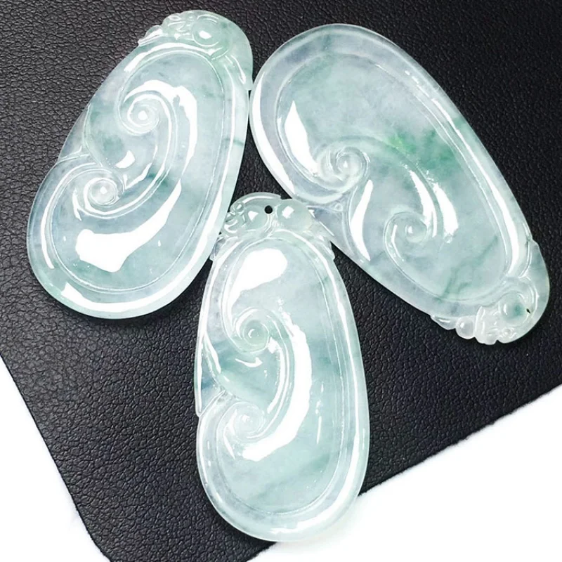 Natural a-Level Ice Glutinous Floating Flowers Ruyi Flower Pieces Jade Pendant