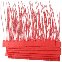 100 Plastic Tamper Seals, Numbered Zip Ties Pull Tite Security Tags Disposable Self Locking Signage 250mm (Red)