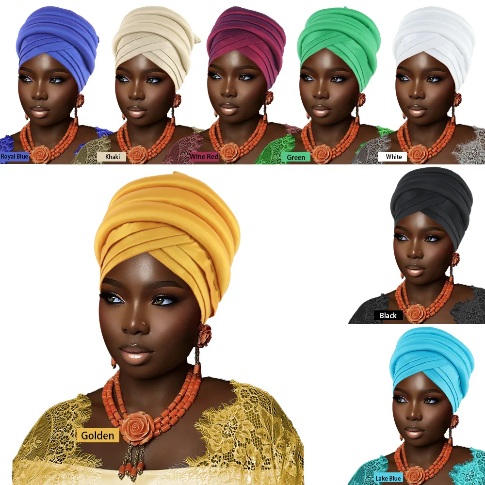 

New Multi Layered Headscarf Muslim Hat African Auto Gele Headties Turban Cap Women Bonnet Head Wrap Nigeria Wedding Party Geles