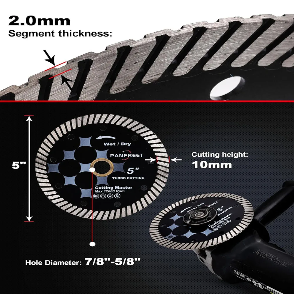 5인치 125mm 다이아몬드 블레이드 그라나이트 터보 블레이드 대리석, 엔지니어드 스톤 표면 및 세라믹 타일용