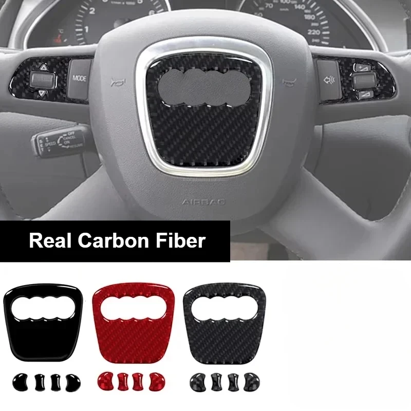 Image of Echte Kohlefaser für Audi A4 B8 8K A6 C6 4F Q5 8R Q7 4L A3 Lenkradring-Zierblende Aufkleber Abdeckung Autozubehör
