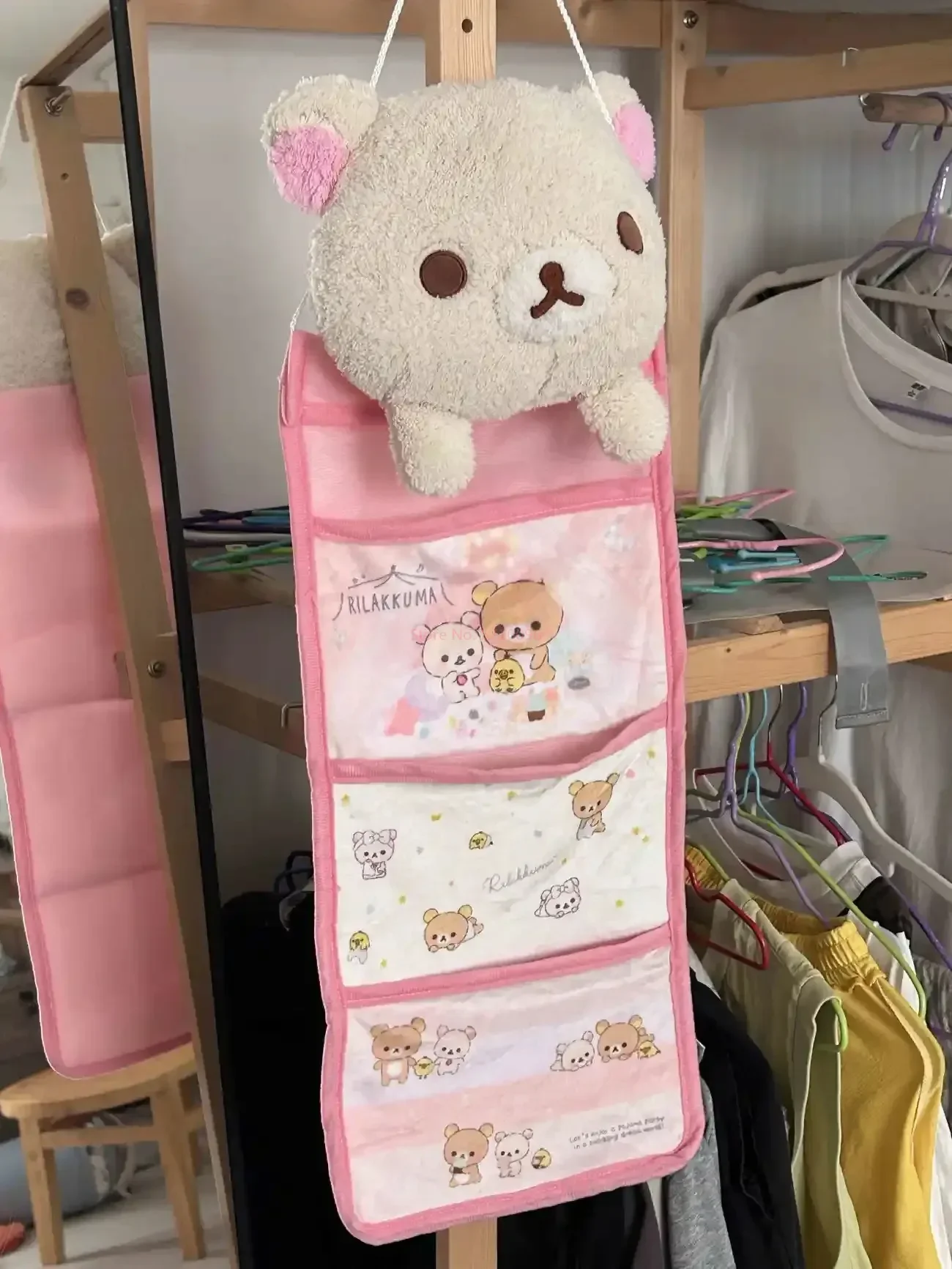 Kawaii Rilakkuma معلقة متعددة الطبقات حقيبة التخزين مجوهرات متنوعة سعة كبيرة تخزين غرفة نوم تأثيث المنزل حلية