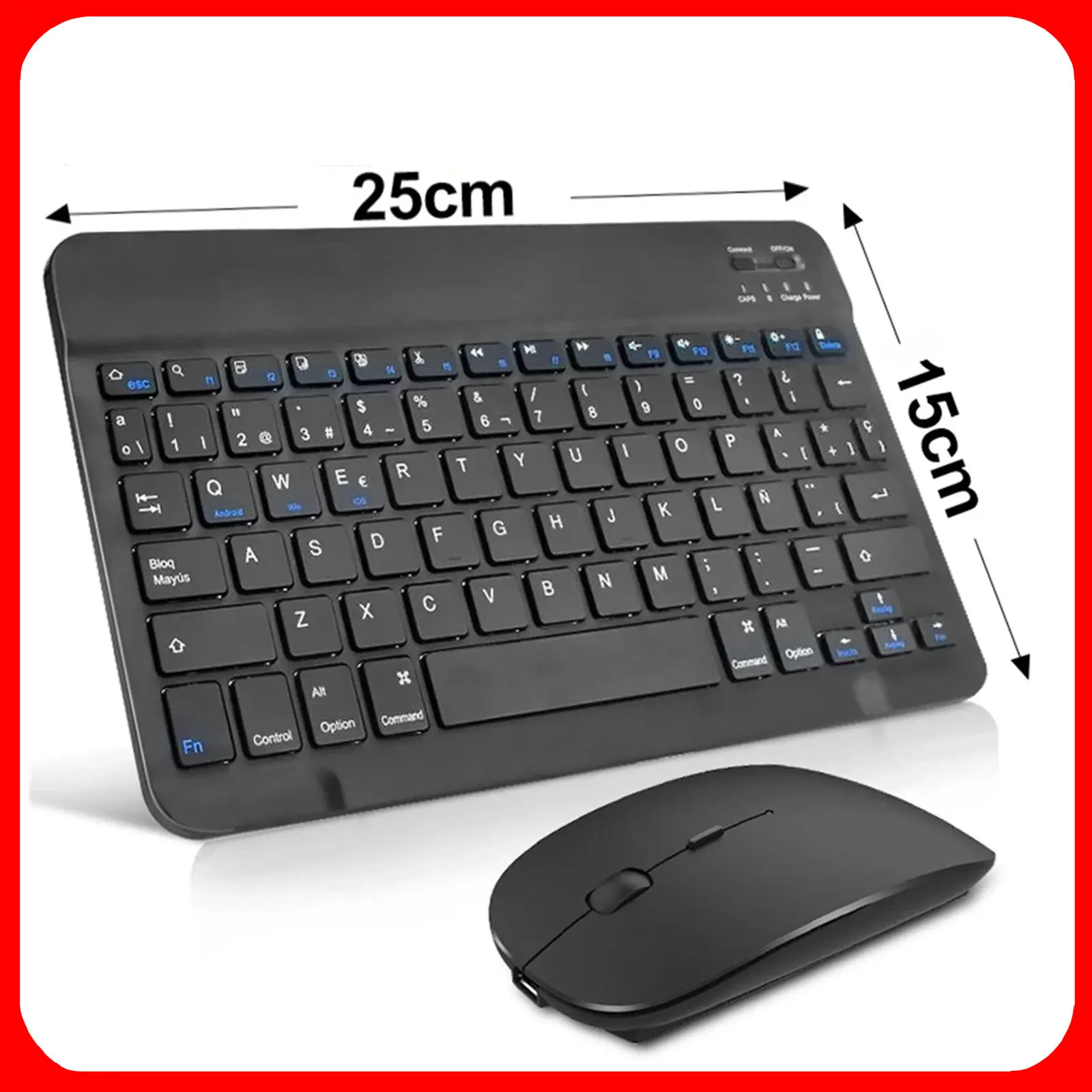 Teclado sin cable Bluetooth MicroData para tablet, ratón para iOS, Android, Windows, Mini Pro, iPad Air
