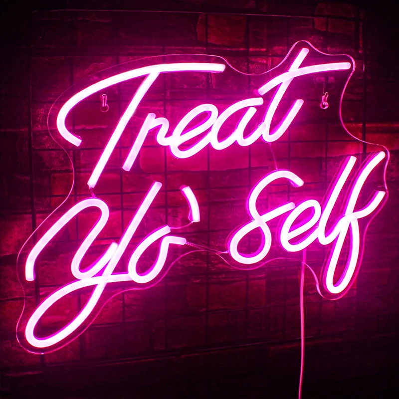 Led Treat Yourself Neon Sign USB Dimmable Neon Lights for Bedroom Home Light Up Letter Neon for Birthday Party Gifts