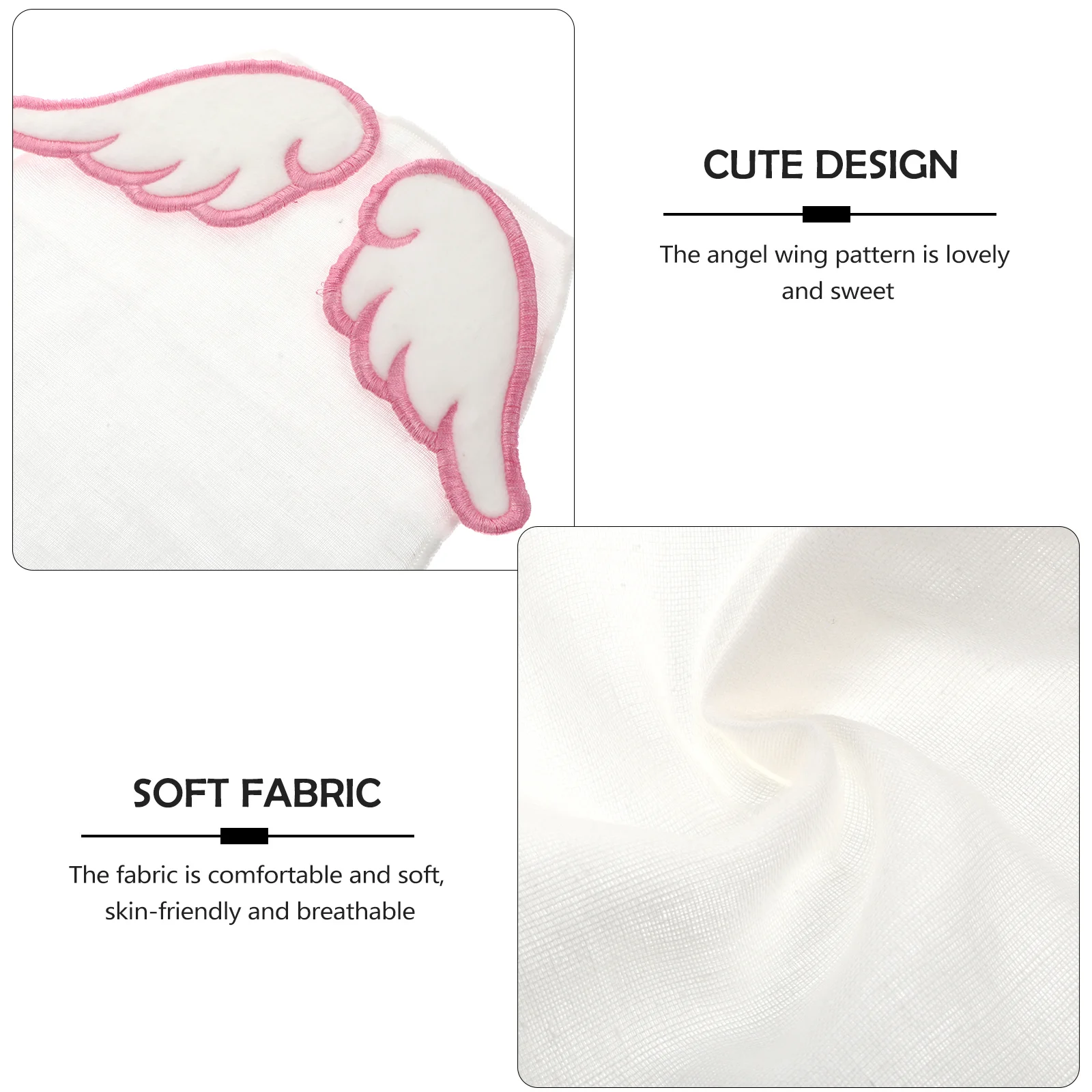 

2Pcs Angel Wings Absorbent Baby Towels Soft Cotton Multi-Layered Sweat Absorbent Baby Back Towels Pads Cotton Sweat Towel