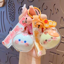 Cute Kitty Head Keychain Cartoon Kawaii Acrylic Cat Jewelry Accessories Key Chain Women Couples Car Handbag Bell Pendant Keyring