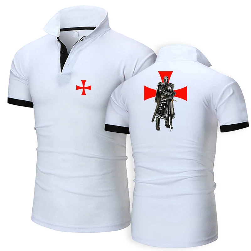 Tessffel Knights Templar 2024 Men's New Summer Hot Polos Shirts Sports Casual Solid Color Printing Fashion Harajuku Top Clothing