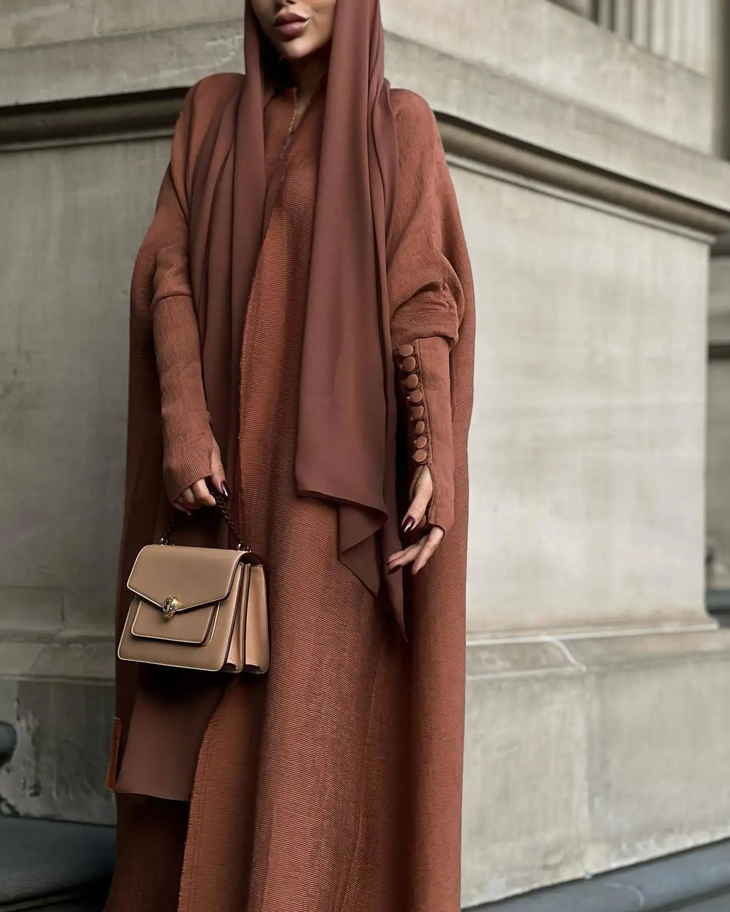 2025 Miyake Pleated Loose Spring Coat Women's Gradual Change of Color Loose Bat Women's Fashionable Long-sleeved Robe Cardigan