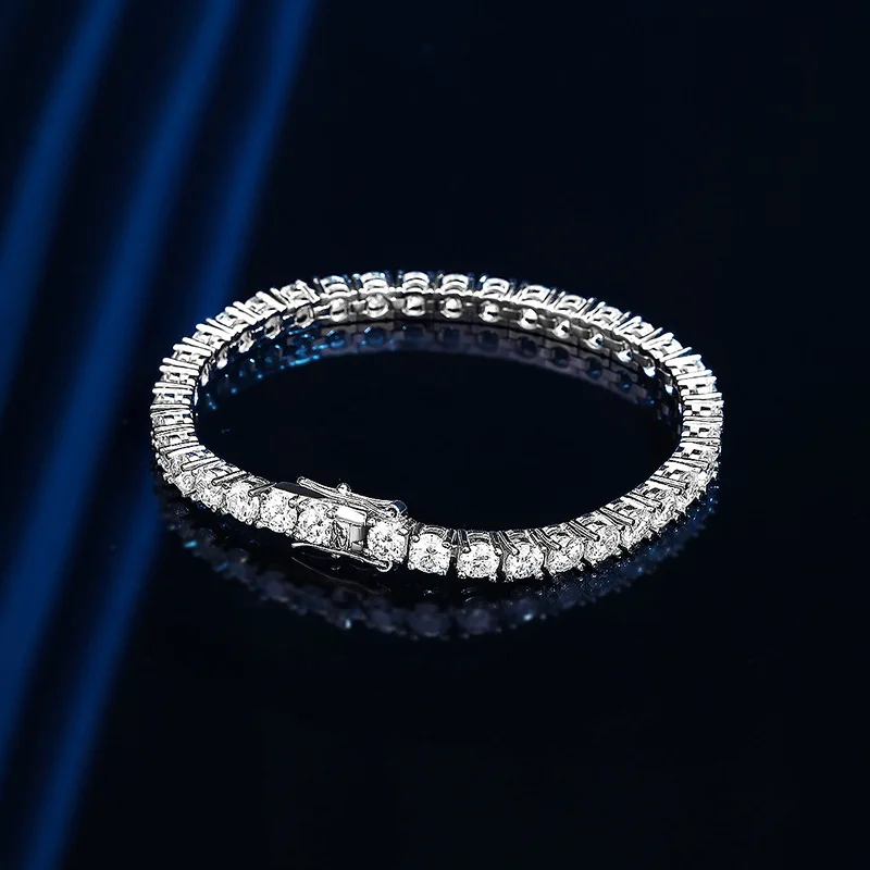 

Fine 4mm Moissanite Bracelet for Men and Women Couples S925 Sterling Silver Moissanite Tennis Bracelet