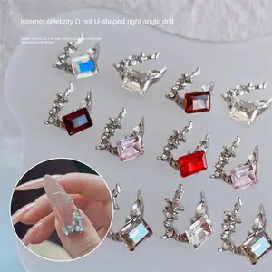 Internet Celebrity Popular Finger Edge Pile Finished Alloy Inlaid Right Angle Manicure Jewelry Nail Accessories