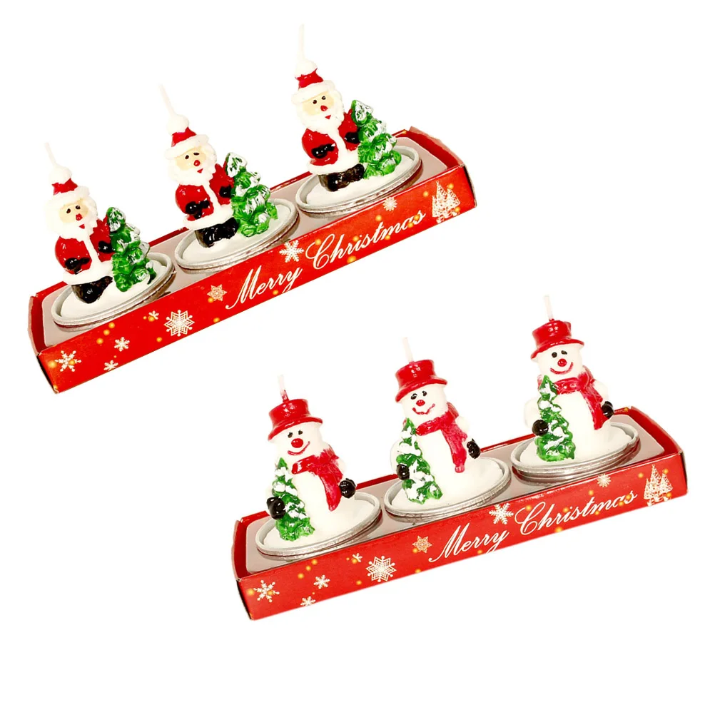 

3 Pcs Christmas Tree Candles Seasonal Celebration Cylindrical Elder Decorations