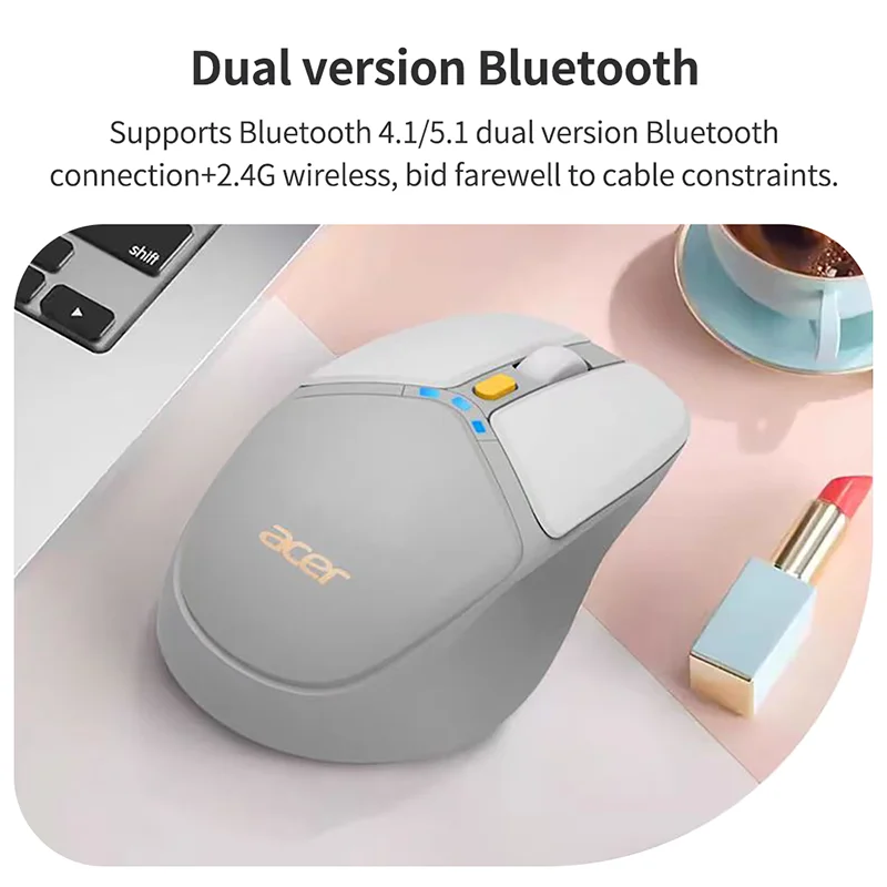 فأرة صامتة قابلة لإعادة الشحن من Acer ، ماوس مكتب منزلي لأجهزة الكمبيوتر المكتبية ، كمبيوتر محمول ، كمبيوتر لوحي ، كمبيوتر شخصي ، بلوتوث ،