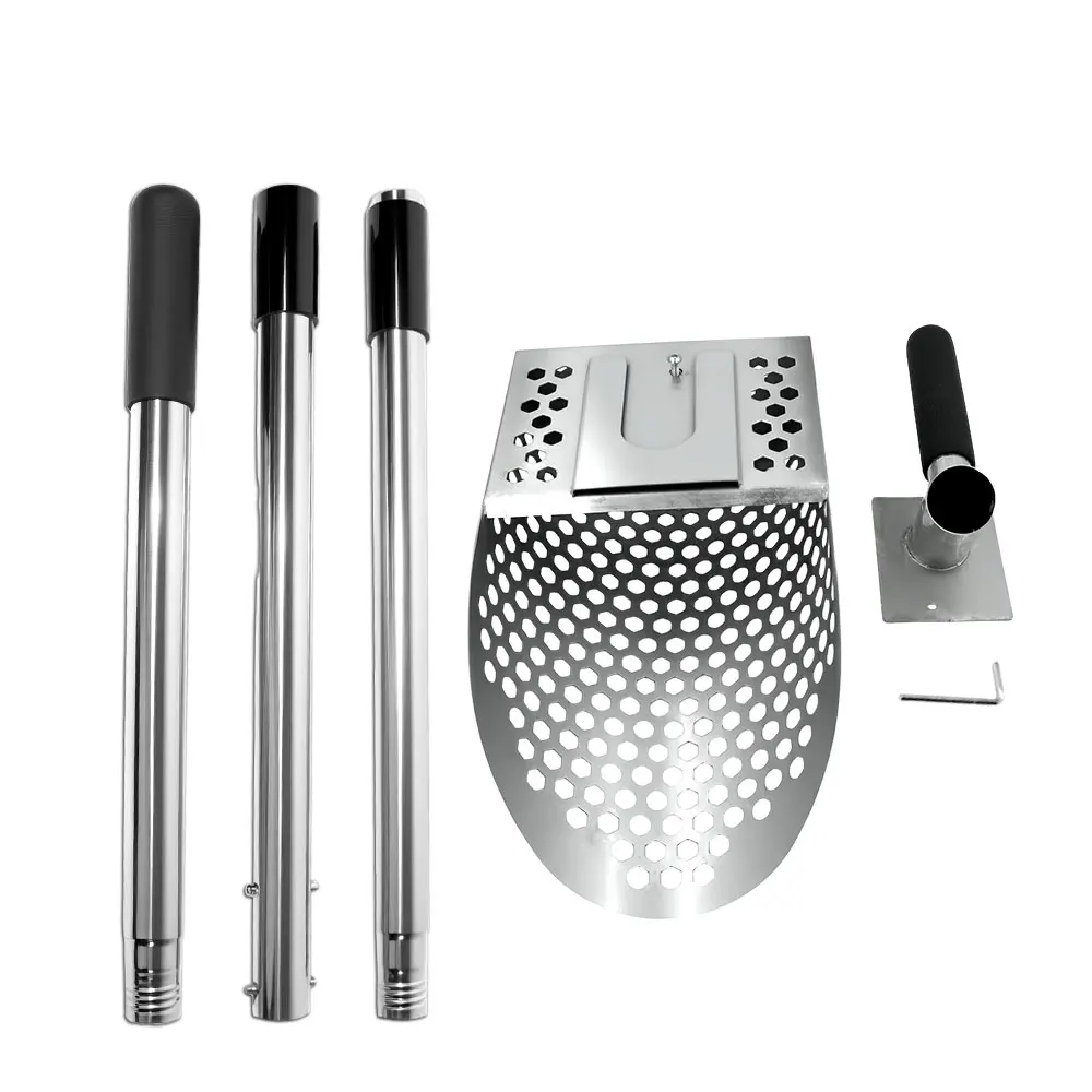 

Stainless Steel Sand Scoop Metal Detector Scoop Adjustable Length Handle Sand Sifter Shovel Digging Shovel for Treasure Hunting