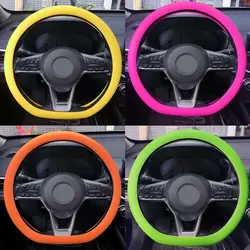 Car Universal Silicone Steering Wheel Elastic Glove Cover Texture Soft Auto Multi Accessories Decoration DIY Covers Color G7V1