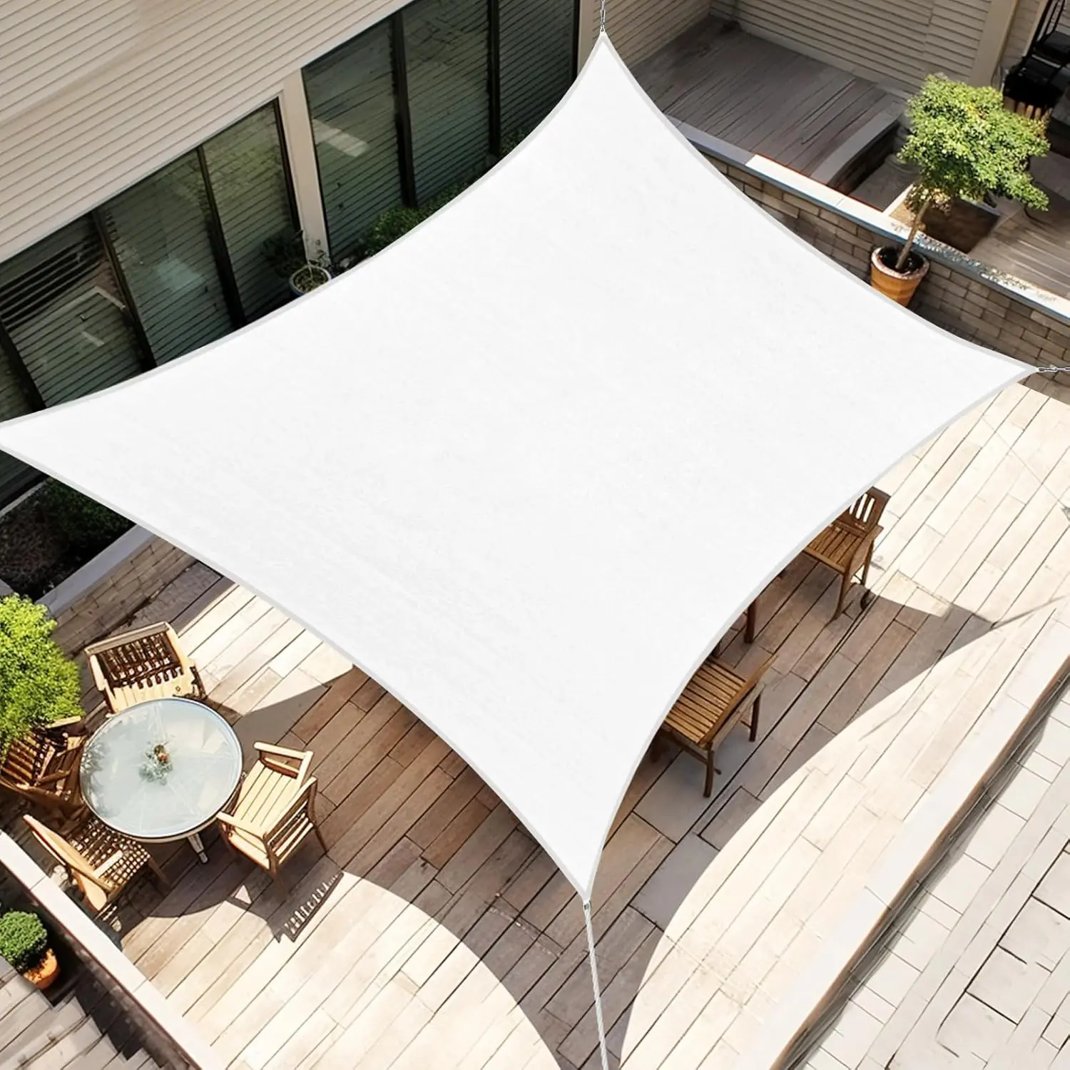 Sun Shade Sail 14'X24' Curved Edge Outdoor Shade Canopy White Breathable 95% UV Block Shade Cloth for Patio Garden Backyard (We