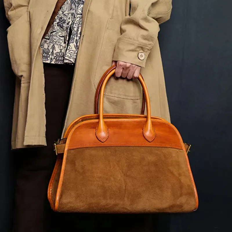 Bolsos de mano de cuero genuino 2024 para hombre y mujer, maletín de negocios, bolso para ordenador portátil de 14-15,6, bolsos de mano portátiles de viaje de gran capacidad