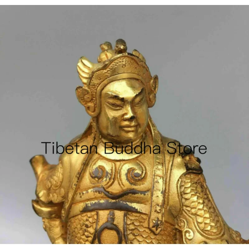 Ancient Chinese Bronze Gilded Wei Tuo Building Buddha Statue General Wei Tian Statue