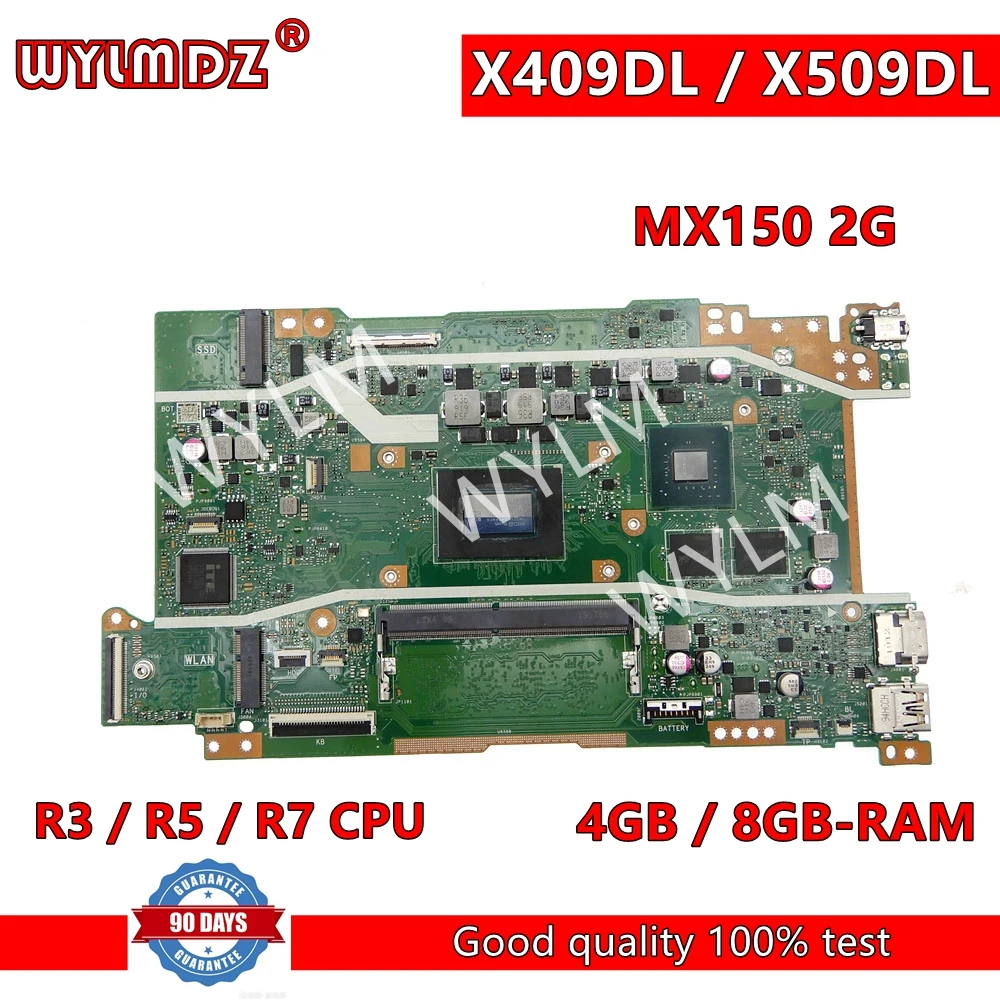 X409DL  R3 R7 CPU 4GB/8GB-RAM MX150-V2G GPU Laptop Motherboard For Asus X409DA  X409DJ X409DL X509DA X509DL M590D Mainboard