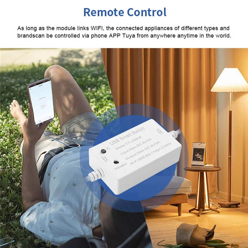 Tuya USB Smart Switch WIFI Controller Universal Breaker Timer Smart Life لأجهزة USB لـ Alexa Google Home