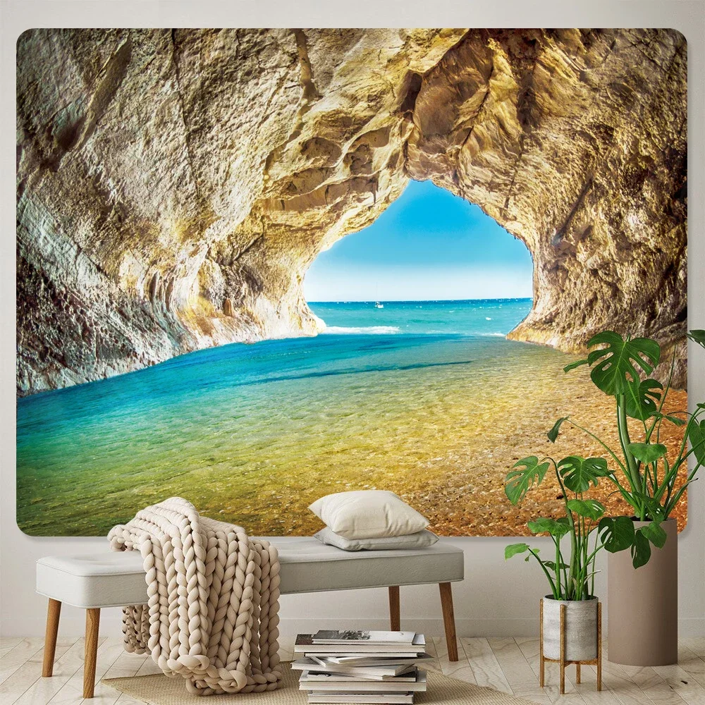 

Seaside cave psychedelic scene home decor art tapestry hippie boho tarot pretty room wall decor wall hanging wall tapestry