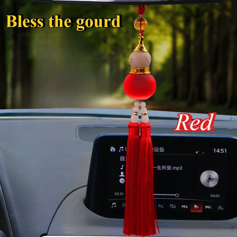 1pc Car'S Creative Pendant Gourd Shaped Empty Bottle Chinese Red Handmade Products Personalized Jewelry Rearview Mirror Pendant