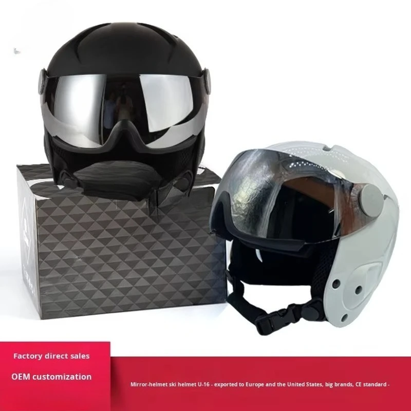 New Rearview Mirror Integrated Winter Ski Helmet EPS Material Model U16 Unisex Safety Factory OEM Customization