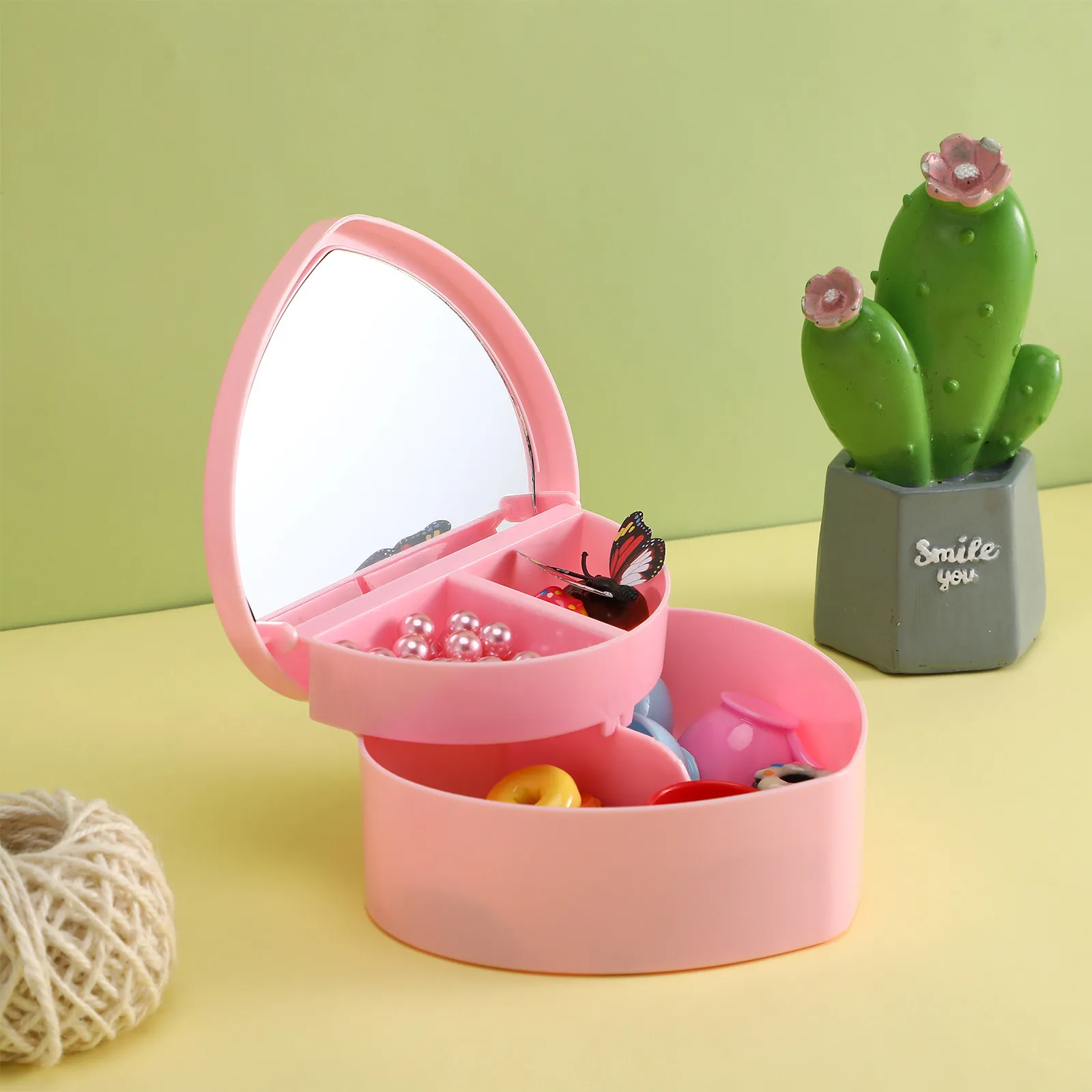 

Heart Jewelry Box for and Women with Mirror Elegant Heart Shaped Storage Organizer Portable Jewelry Case Travel Friendly