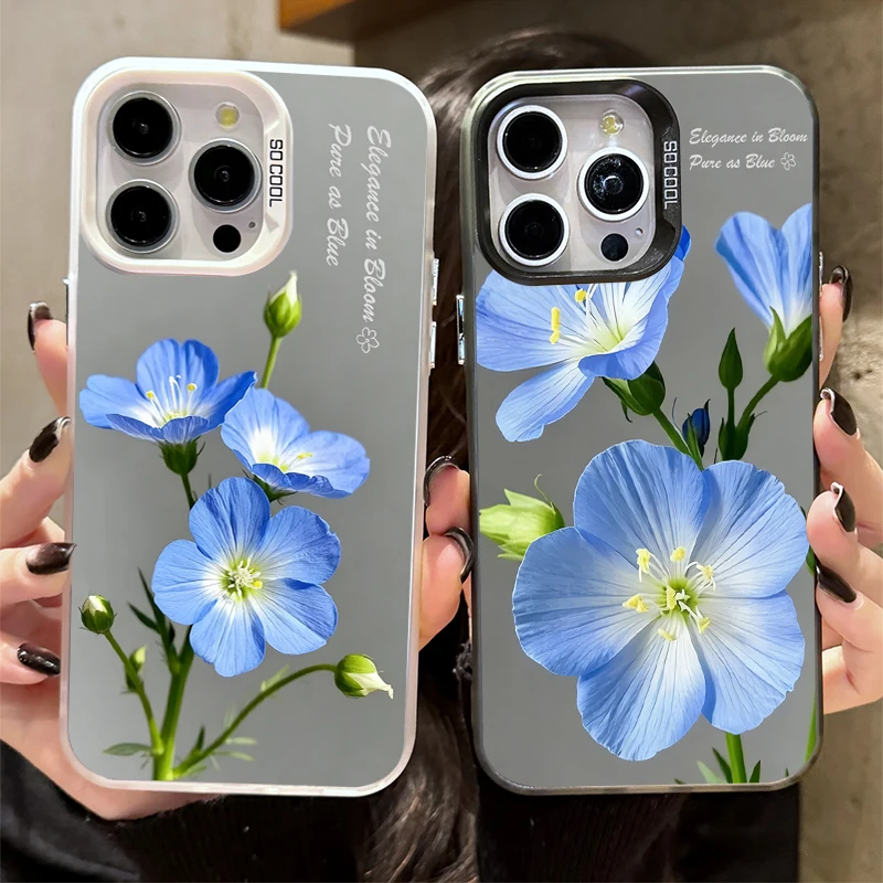 Beautiful Blue FlowersPhone Case for Samsung Galaxy S23 S24 S25 S22 Ultra S21 Plus FE A56 A36 A26 5G A16 A06 4G Note 20 Cover