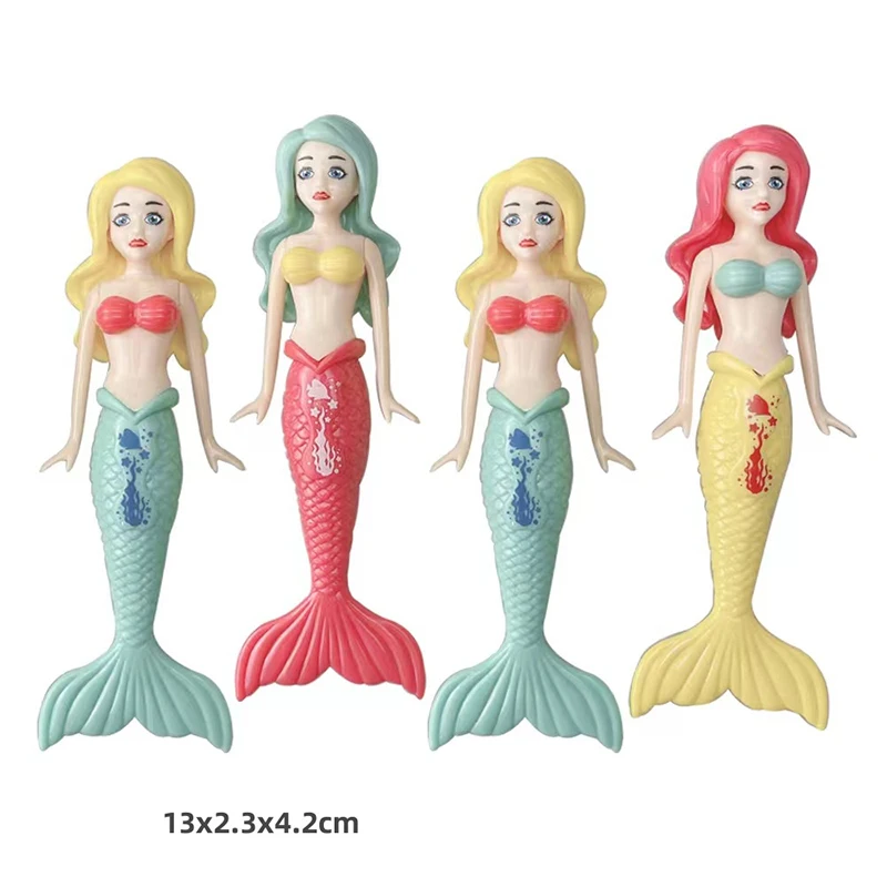 4Pcs Funny Kids Mermaid Bath Toys Cute Mermaid Dive Toys Colorful Mermaid Pool Toys Swimming Pool Games Boys Girls Birthday Gift