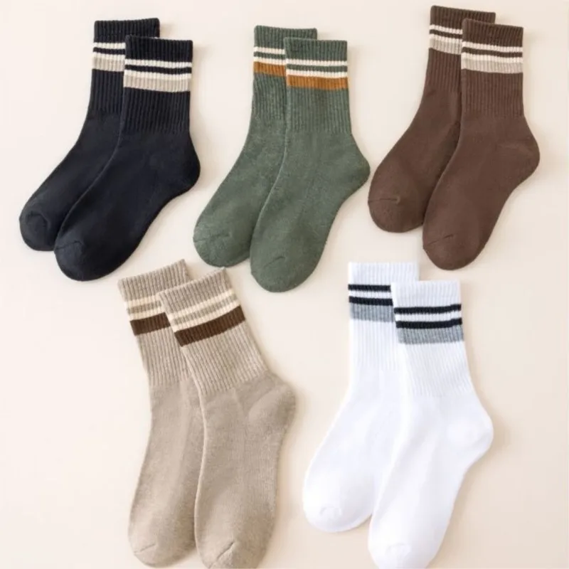 Men's Autumn Winter Socks Cotton Tube Lengthened Thick Wool Socks Sports Sweat Absorption Anti-odor Socks Mid Tube Sock Cashmere