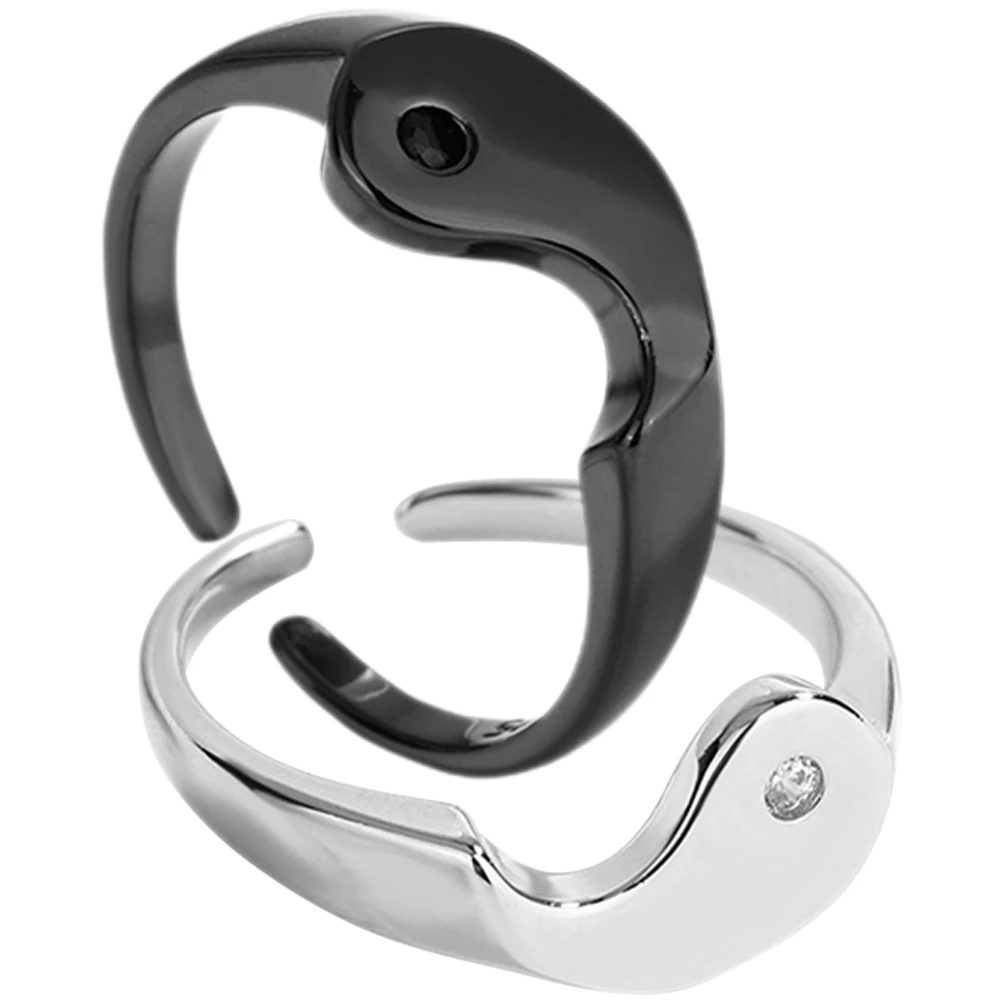 1 par de anillos de pareja Yin Yang, anillo abierto minimalista delicado para parejas, anillos a juego para ocasiones especiales, regalo de amor