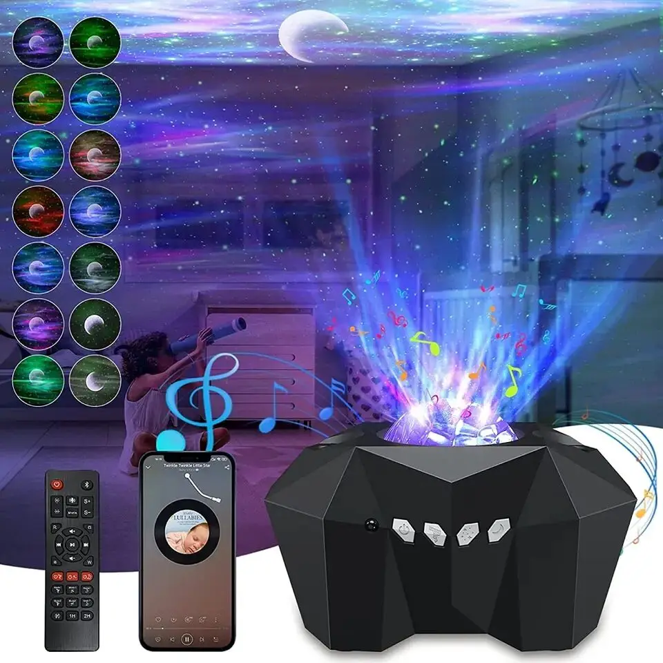 Imagem -02 - Aurora Galaxy Star Projetor Luz do Norte Céu Estrelado Lua Lâmpada Decoração do Quarto Bluetooth Música Nightlights Novo