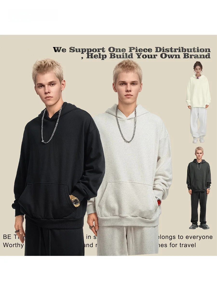 

Спортивный худи-свитшот с открытыми плечами и круглым вырезом, комплект с шапкой, повседневный свободный крой, молодежный, из смесового хлопка и полиэстера