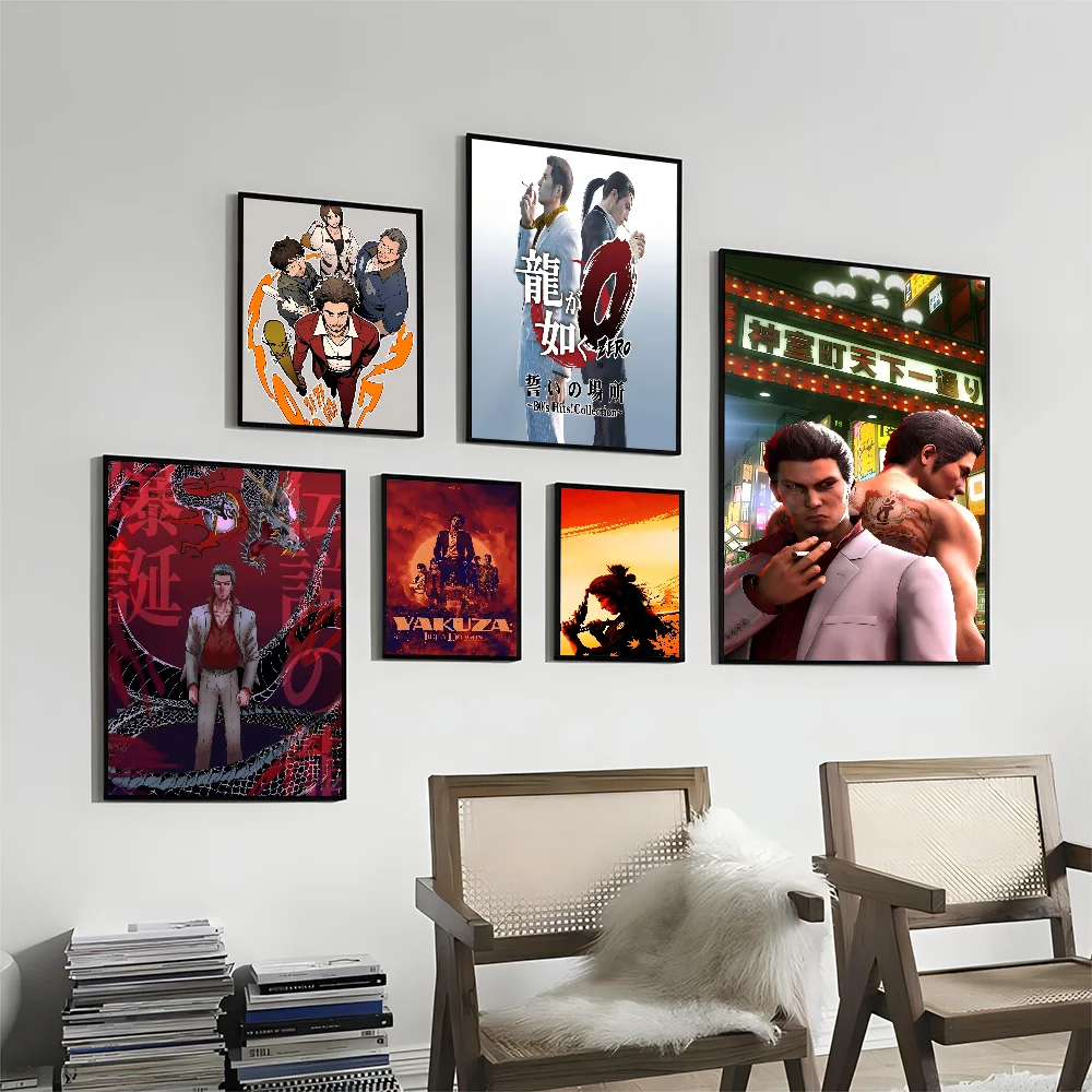 

Yakuza Like A Dragon Game Anime Posters Sticky Whitepaper Sticker DIY Room Bar Cafe Kawaii Room Decor