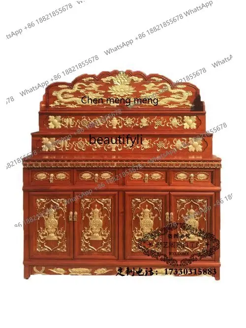 

Carved Buddhist niche Solid wood Buddhist Tibetan hand-painted gold-painted Buddhist table for table Household table