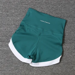 2024 New Color Contrast High Waist Sports Shorts Tight Elastic Peach Hip Training Fitness Yoga Hot Pants