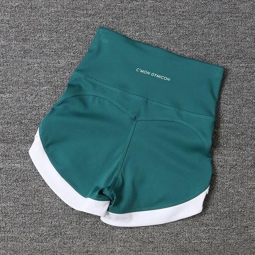 Imagen 1 del producto Pantalones cortos deportivos de cintura alta con contraste de Color, Shorts elásticos ajustados para entrenamiento de cadera, Fitness, Yoga, novedad de 2024