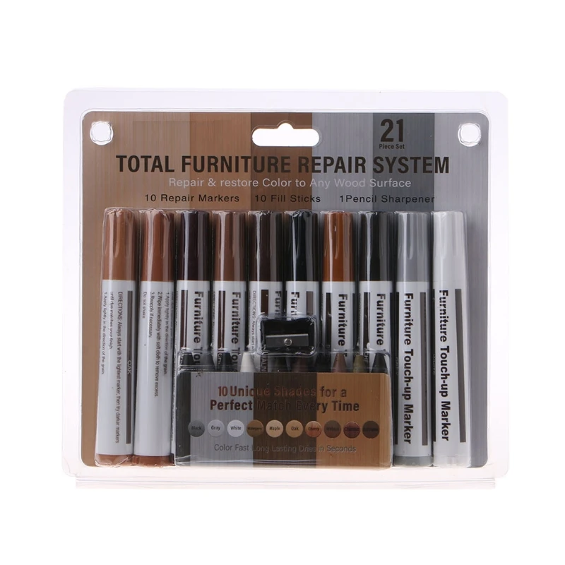 

21 Pcs Wood Stain Marker Wax Sticks with Sharpener for Home Carpenters