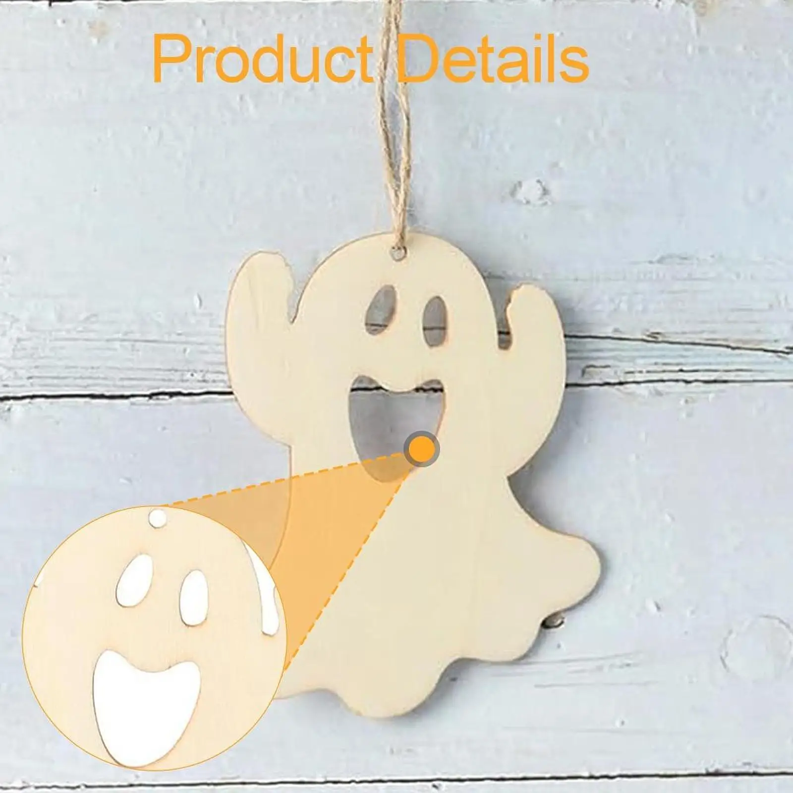 20x المعلقات زخارف الشبح الخشبية DIY الحرف اللوحات تخطيط الرعب #5