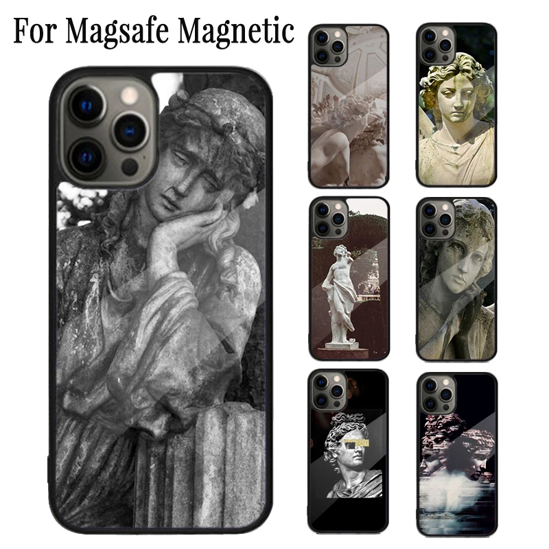 Famous Aesthetic Statue Magnetic Phone Case Coque For iPhone 16 15 14 Plus 13 12 Mini 11 Pro Max Magsafe Wireless Charging Cover