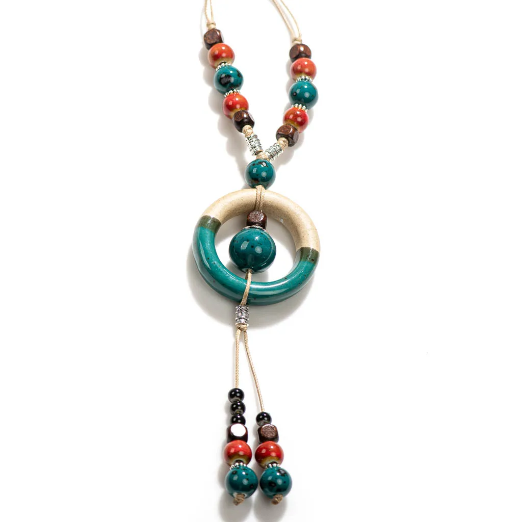 Bohemian Vintage Handmade Rang Necklace Ceramic Beads Pendant Bulk Goods Wholesale  colgantes  pingentes 2X392