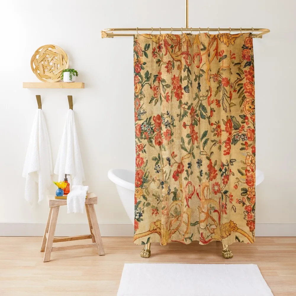 

Savonnerie Antique Floral French Rug Print Shower Curtain Cute Shower Bathroom Accessories Curtain