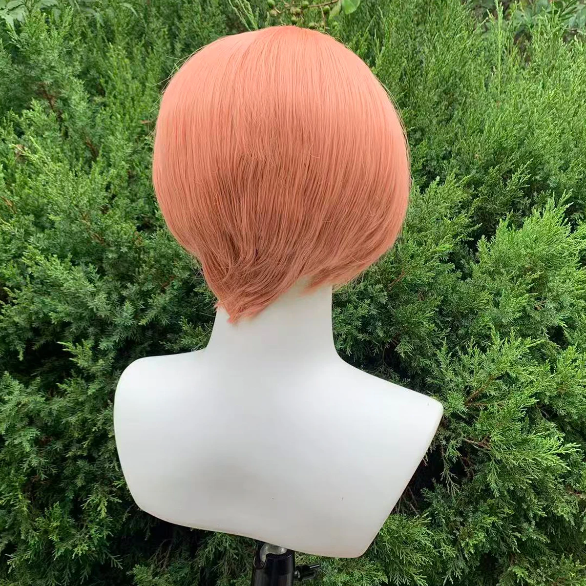 Orange Pink Lace Front Wig 8inch 13x4 Lace Frontal Wigs Short Bob Straight Heat Resistant Fiber Synthetic Wig for Cosplay