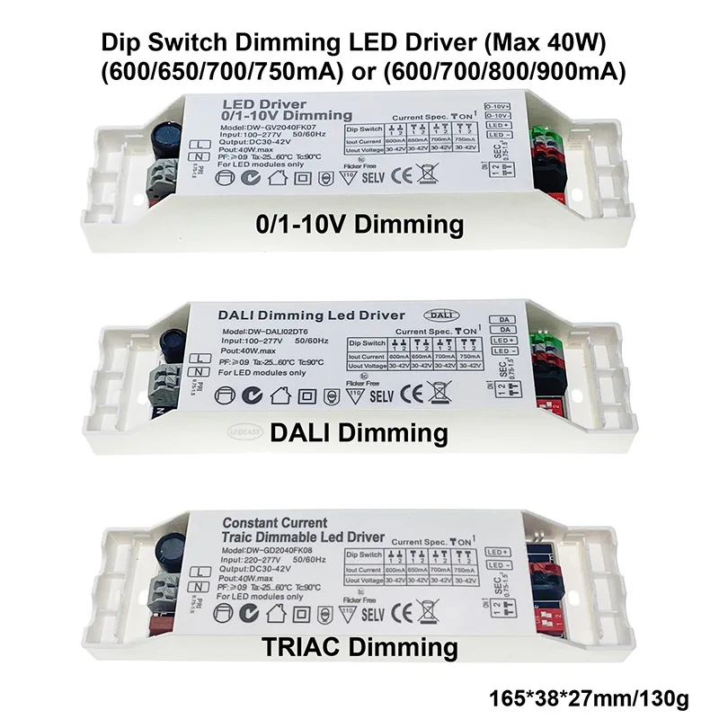 DW-GV2040FK07 الناتج DC30-42V 0-10 فولت عكس الضوء أحادية Led سائق التيار الكهربائي مع Dip التبديل ماكس 40 واط LED الطاقة