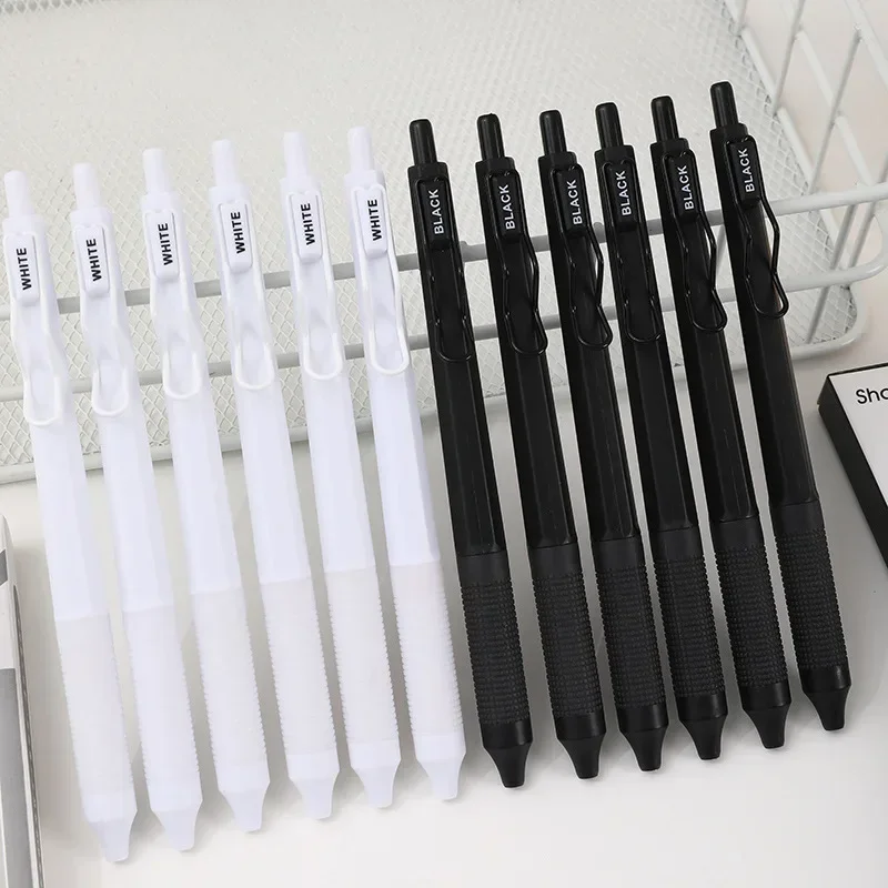 

6pc/set Simplicity Gel Pen Korean Fashion White Black Solid Series Stationery Gel Pen Cute Scrapbook 0.5mm Black Ink Writing Pen