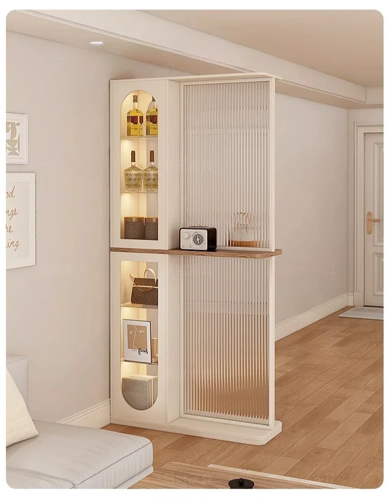 

French Cream Style Living Room Partition Screen Cabinet Entry Door Block Advanced Sensory Storage Entrance Cabinet Wine Cabinet