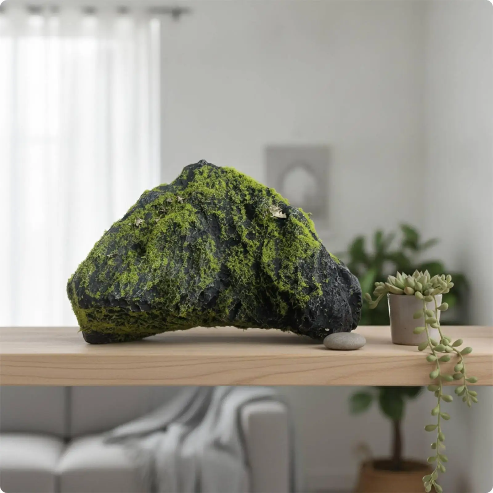 Artificial Moss Rocks Realistic Fake Mossy Stone Dark Gray for Window Displays