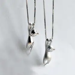 925 Sterling Silver Cute cat Necklaces Pendants For Women Fashion Lady Festival Gift silver 925 jewelry