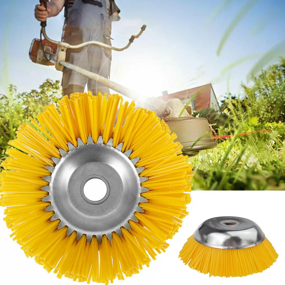 8 Inch Brush Mowing Head Universal Grass Trimmer Head Nylon Wire Wheel Eater Head for Garden Lawn